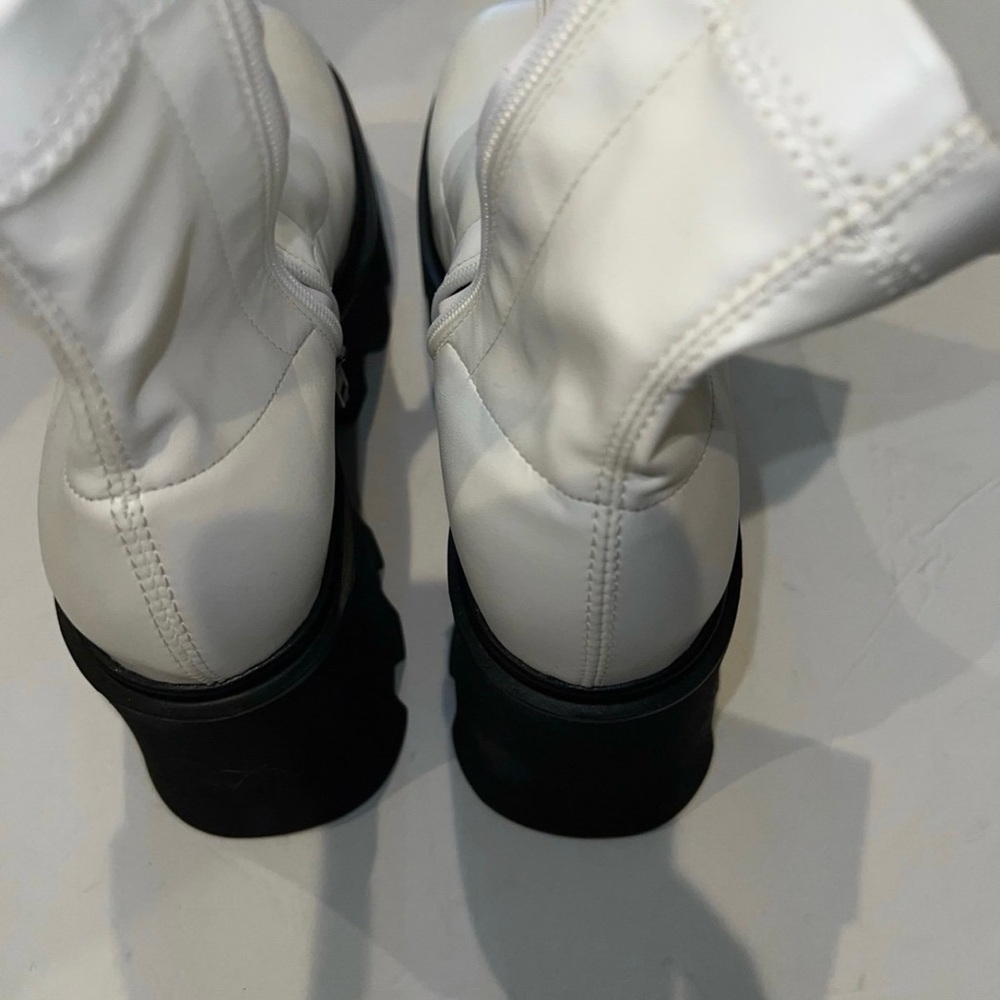 Bold White and Black Platform Ankle Booties - Picture 4 of 4